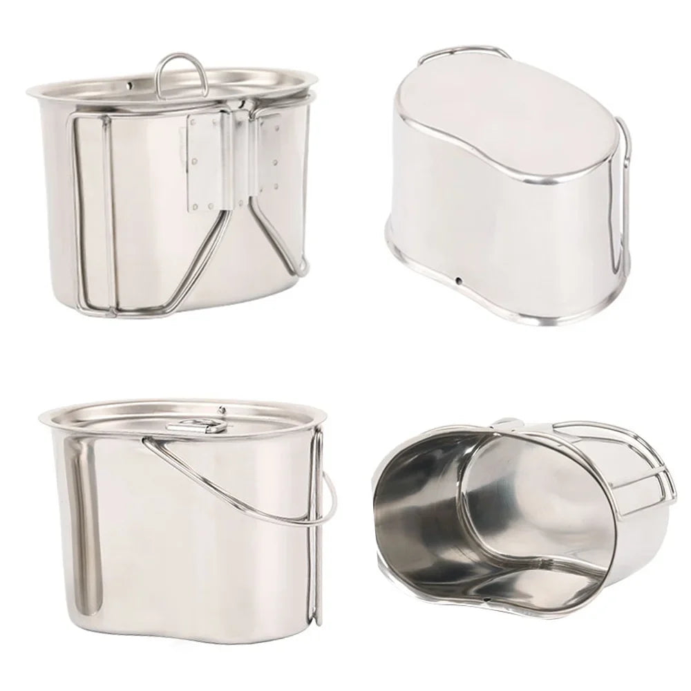 Lixada Kitchenware Set - Stainless Steel Canteen Cup Hanging Pot with Wood Stove for Camping and Survival