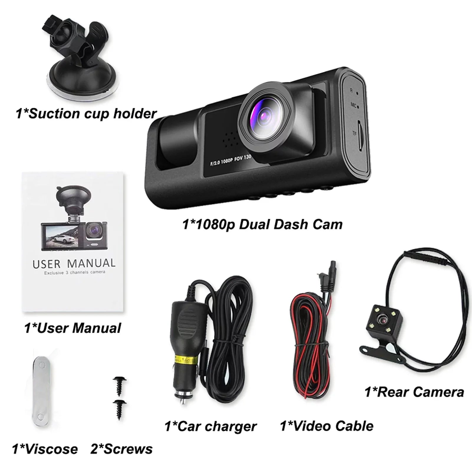 Moobody Versatile Dash Cam for Car Safety,3-in-1 Car Safety Dash Cam,1080P+720P+480p, Car Rearview Mirror