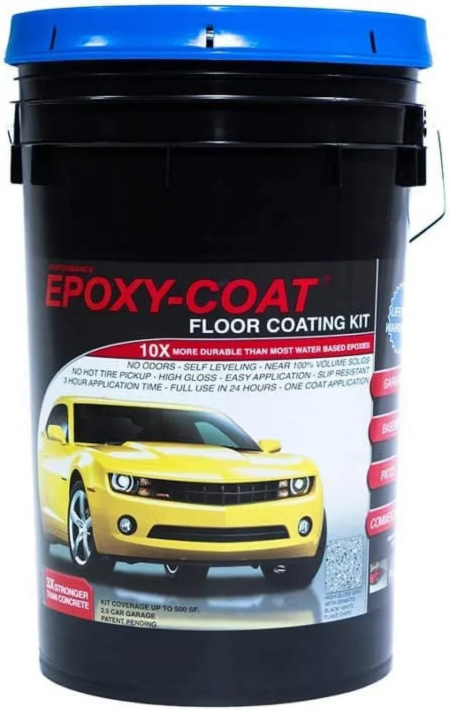 EPOXY-COAT - High Performance DIY Epoxy Floor Coating "Standard" Full Kit (Clear), 3.0 gal, covers up to 500sf or 2 Car Garage