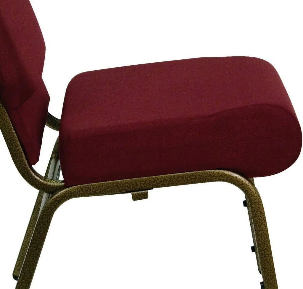 HERCULES Series 21''W Stacking Church Chair In Burgundy Fabric - Vein Frame