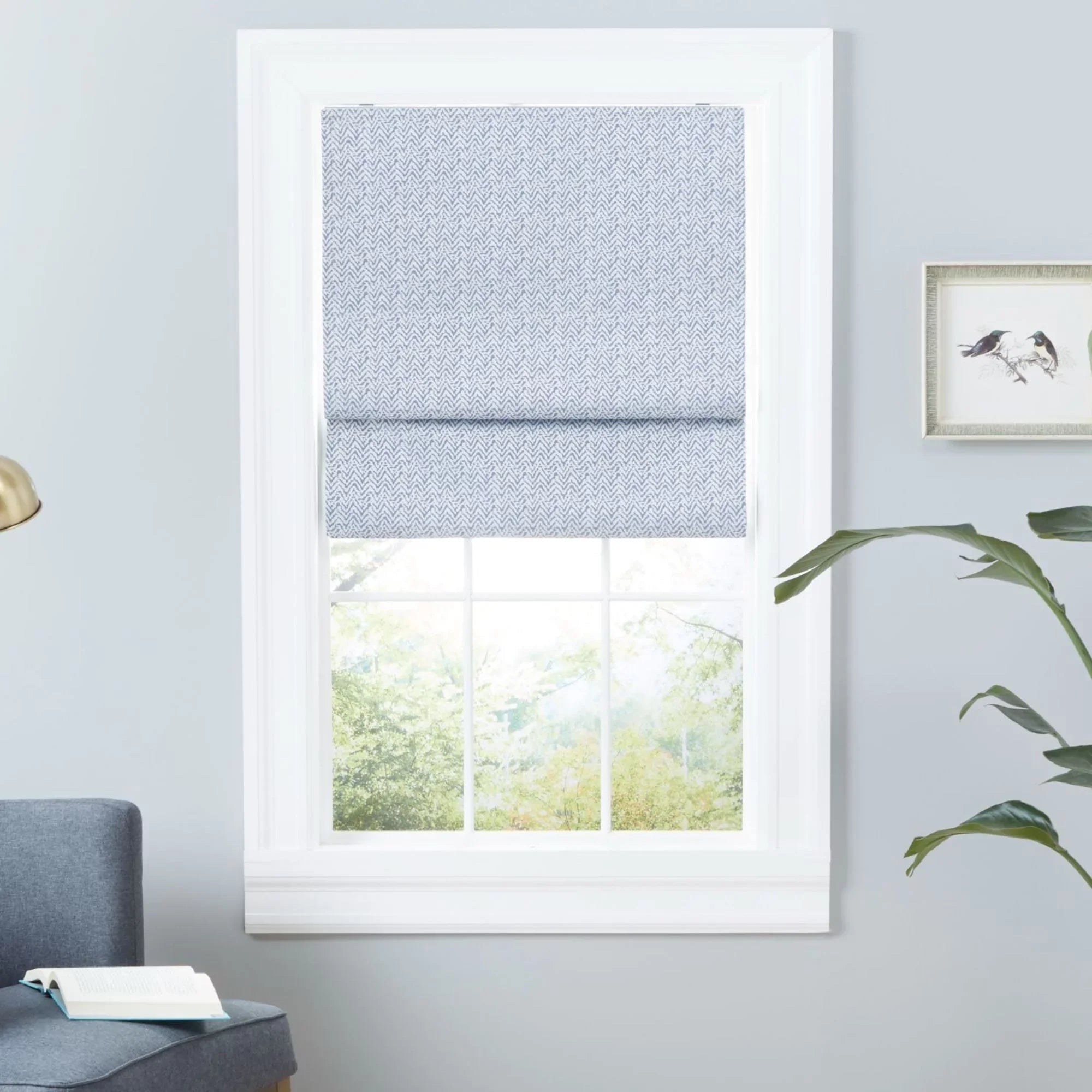 Exclusive Home Esme Total Blackout Roman Shade, 27"x64", Slate Blue