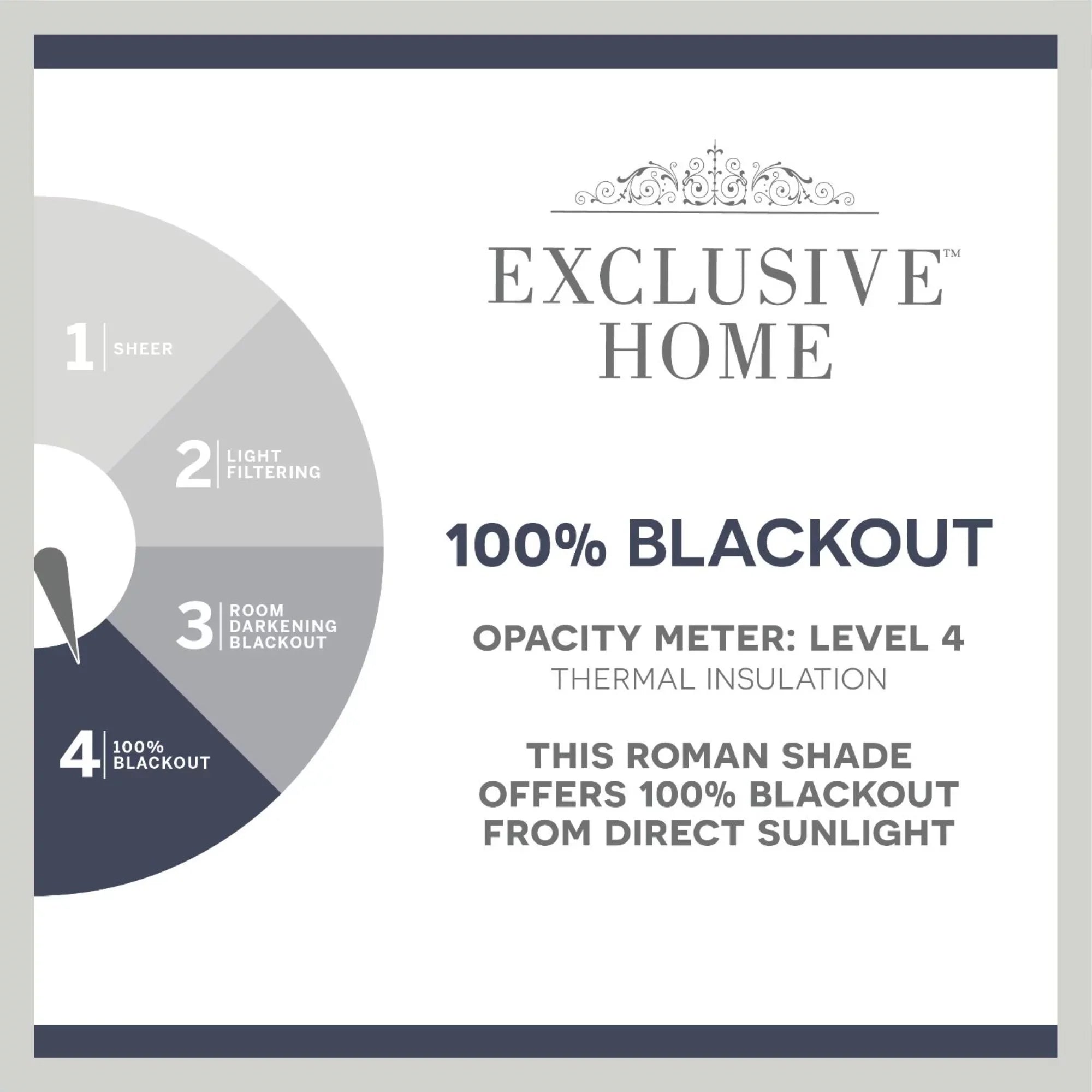 Exclusive Home Esme Total Blackout Roman Shade, 23"x64", Slate Blue