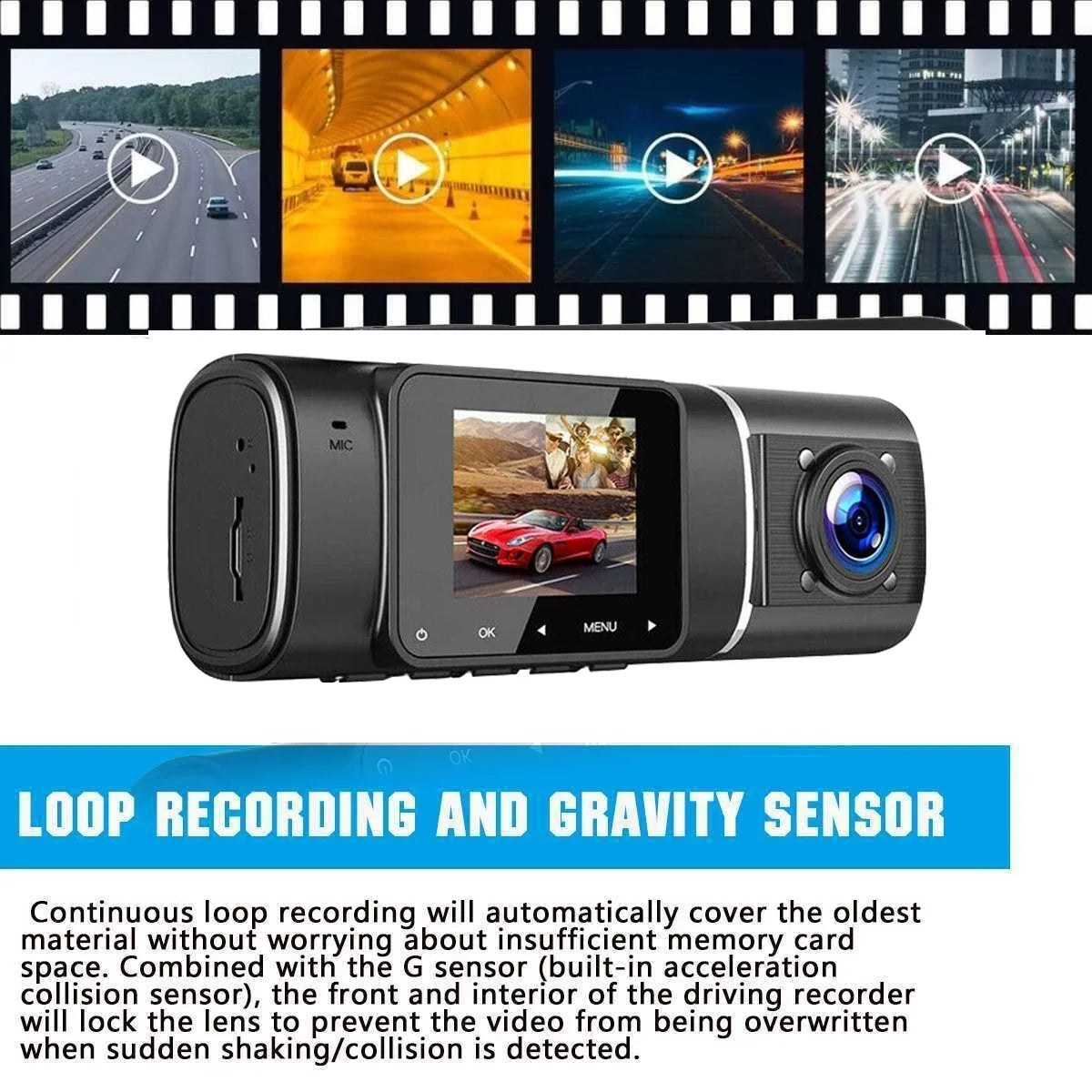 TOGUARD Dash Cam 1080P FHD 1.5 Inch LCD Display Car Camera ,IR Night Vision Car Camera ,Parking Mode, G-Sensor, Loop Recording, HDR