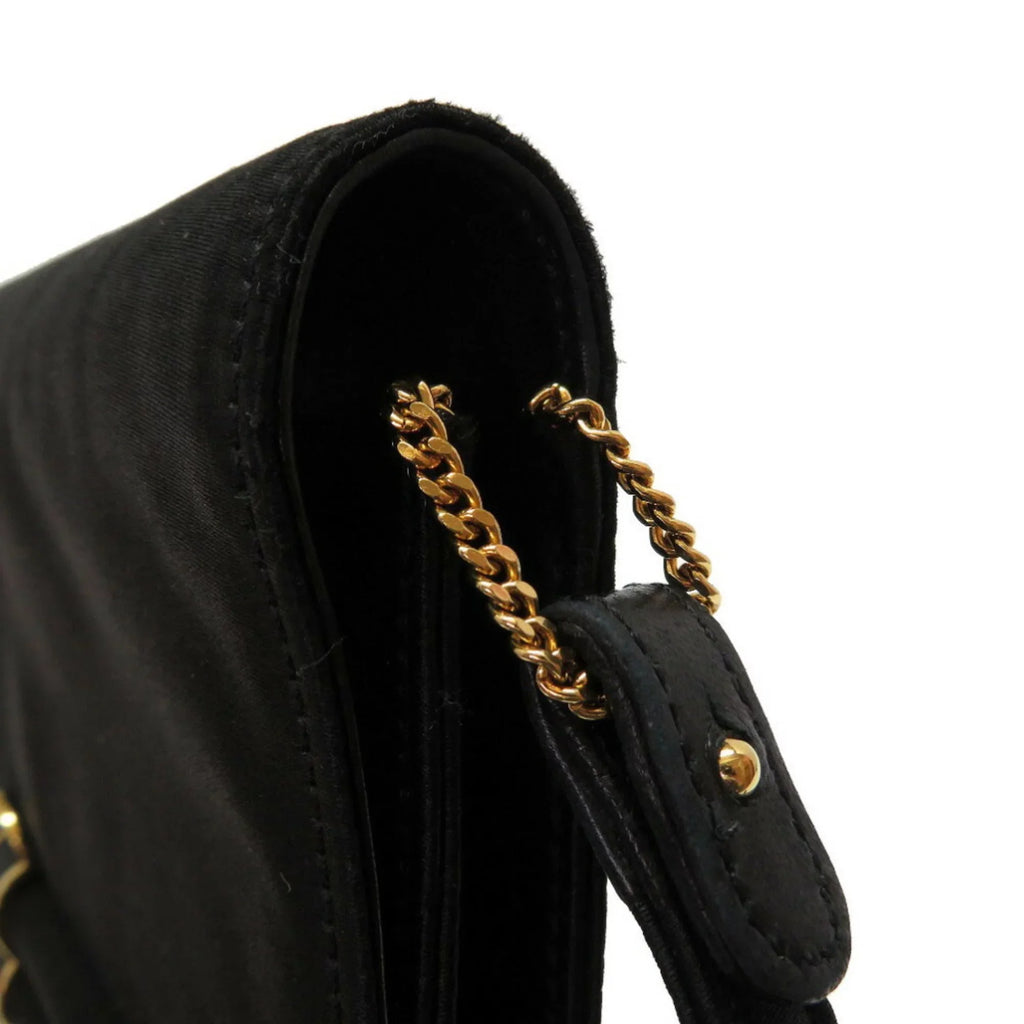 Pre-Owned Hermes Cooktail Satin Black Gold hardware Shoulder Bag 0034 HERMES (Good)