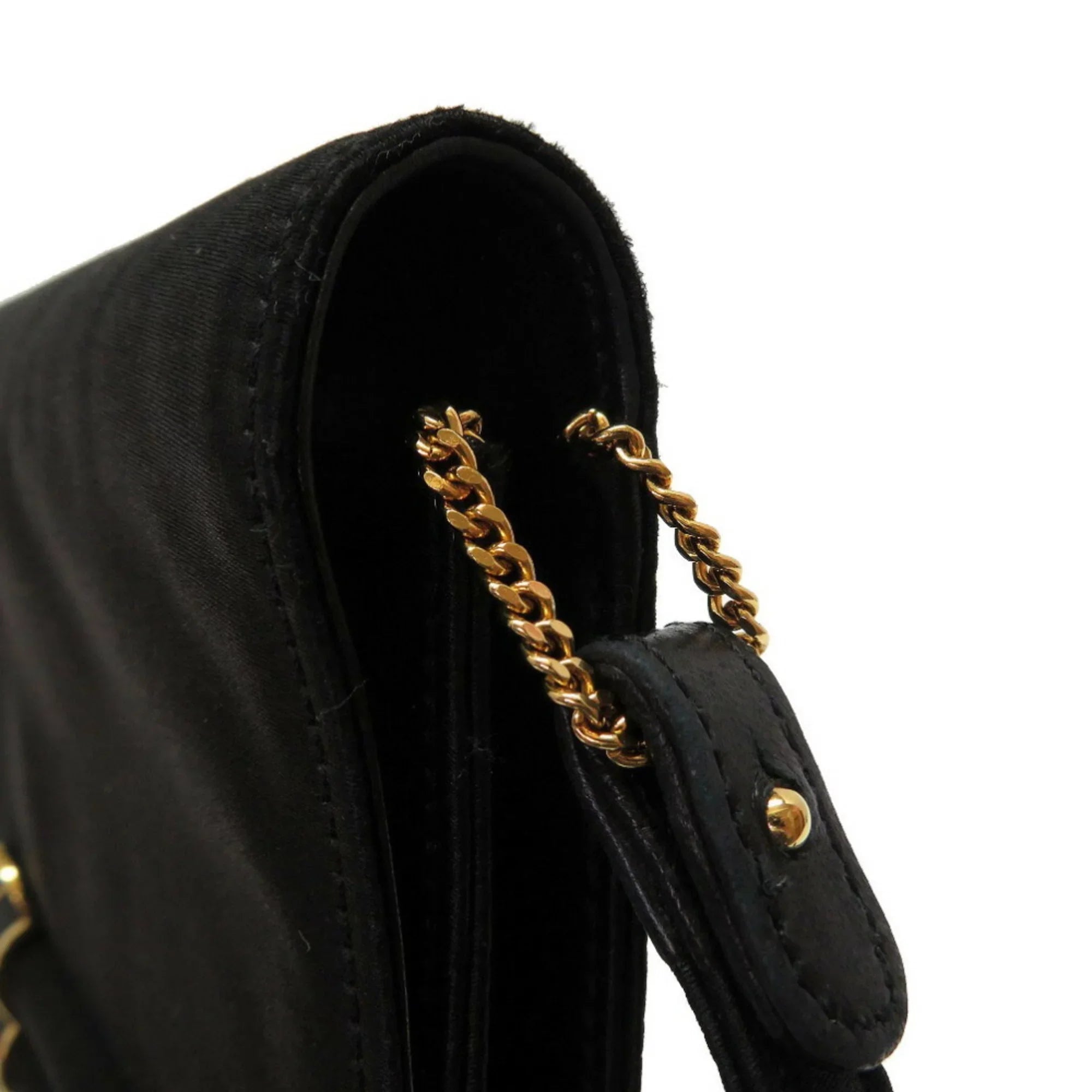 Pre-Owned Hermes Cooktail Satin Black Gold hardware Shoulder Bag 0034 HERMES (Good)
