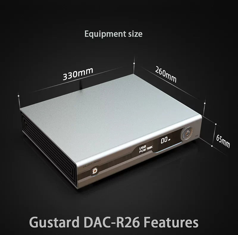 Gustard R26 Discrete R2R MQA DAC K2 Clock Dual Native DSD Decoder XMOS Balanced LDAC DAC with Remote Control (Black）