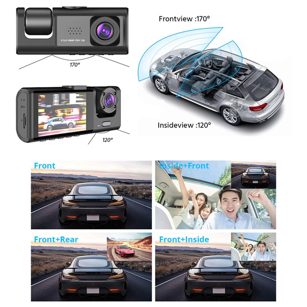 Moobody Versatile Dash Cam for Car Safety,3-in-1 Car Safety Dash Cam,1080P+720P+480p, Car Rearview Mirror