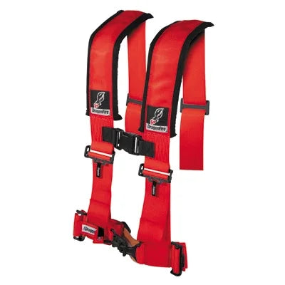 Dragonfire Racing 4-Point H-Style Safety Harness w/Adjustable Sternum Clip 3" Passenger Side Red for Can-Am Maverick 1000 Turbo 2016-2017