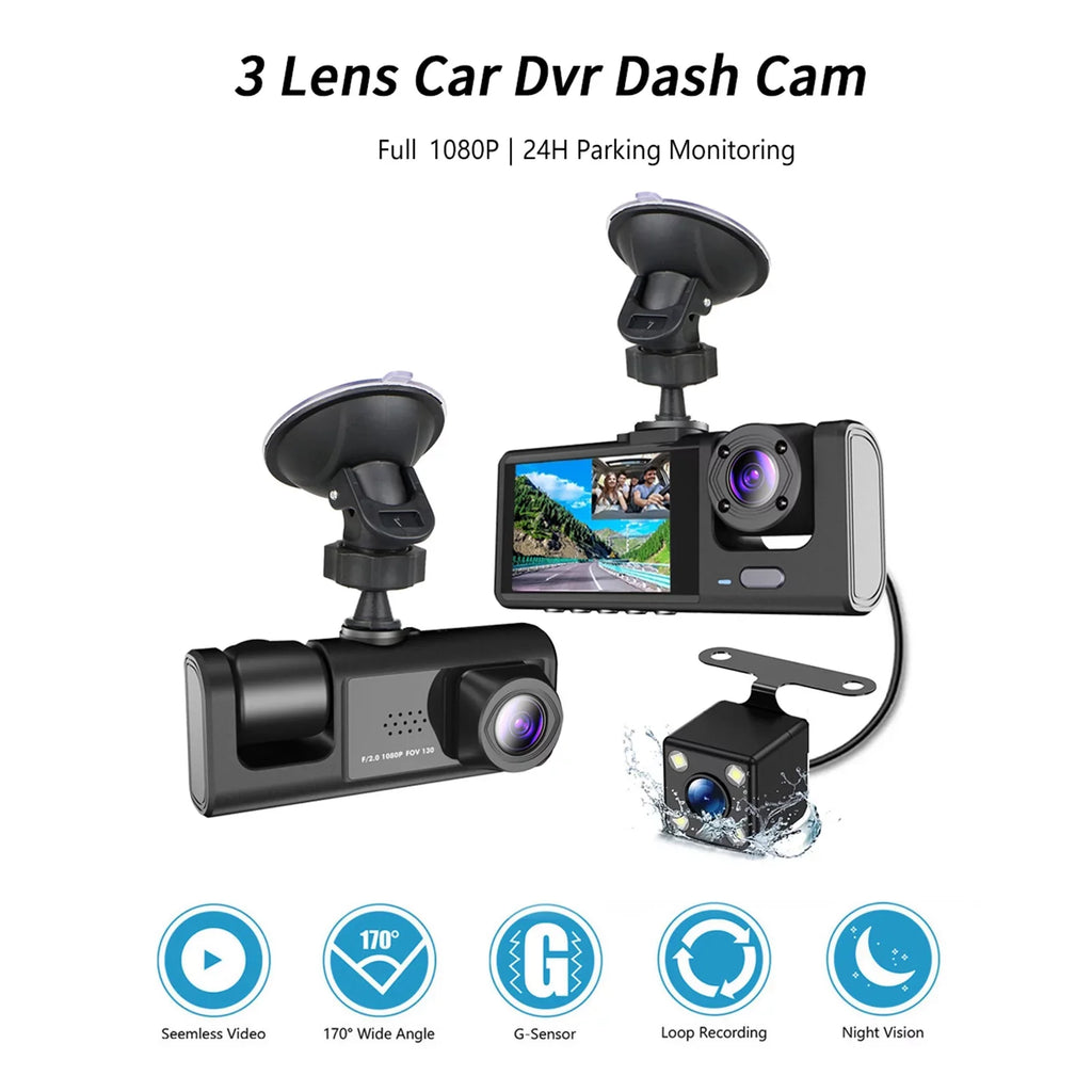 Moobody Versatile Dash Cam for Car Safety,3-in-1 Car Safety Dash Cam,1080P+720P+480p, Car Rearview Mirror