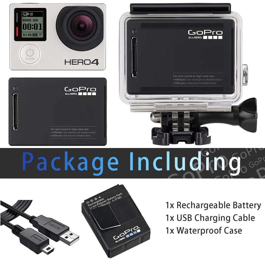 Restored GoPro Hero 4 Black Edition 12MP Waterproof Sports & Action Camera Camcorder 40m/131ft Underwater Waterproof Surf Diving Camera With Waterproof Housing Case (Refurbished)