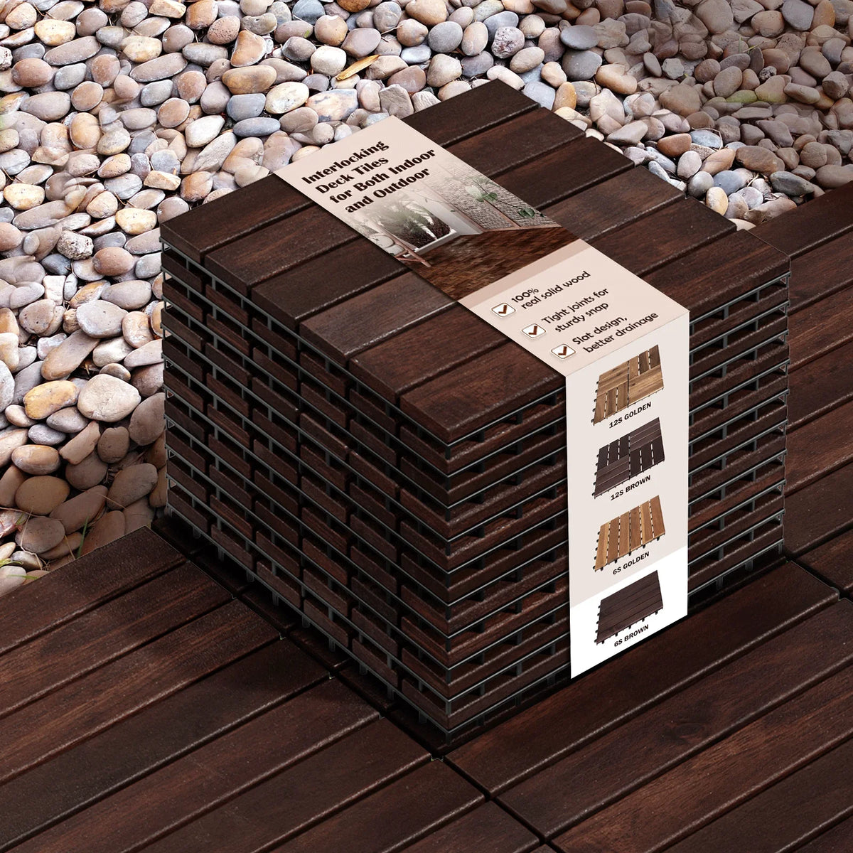 Idzo Decking Tiles - 6 Slats, Dark Brown