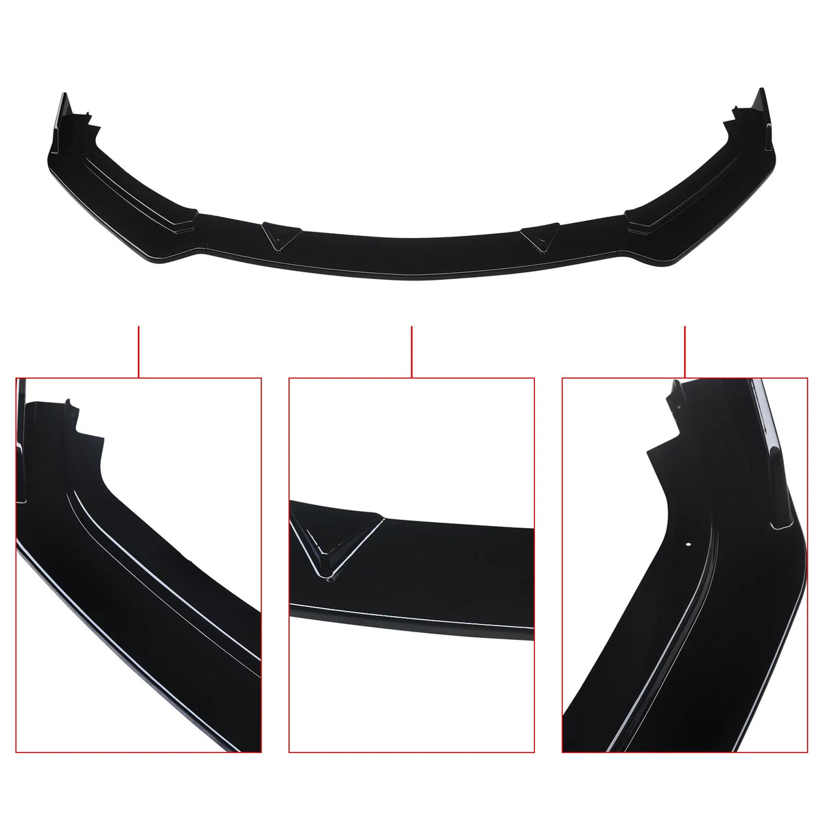 NINTE Front Bumper Lip for 2017-2023 Infiniti Q60 Gloss Black 3PCS