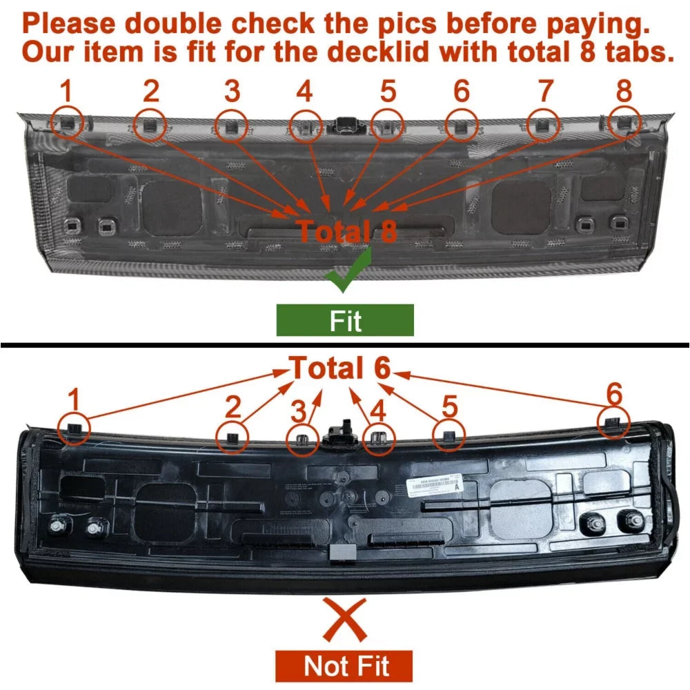 For Ford 2015-2021 Mustang Gt Carbon Fiber Print Rear Trunk Panel Decklid Cover