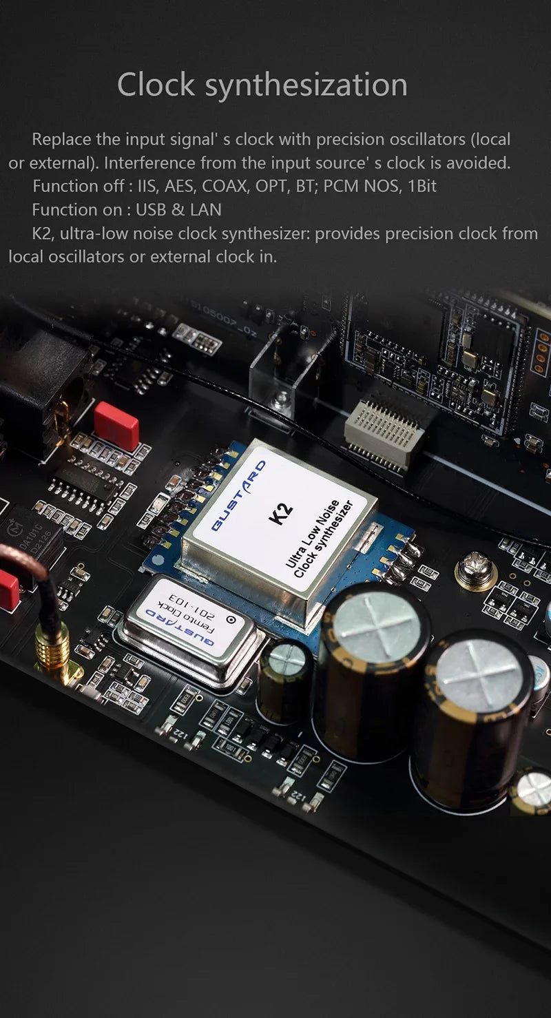 Gustard R26 Discrete R2R MQA DAC K2 Clock Dual Native DSD Decoder XMOS Balanced LDAC DAC with Remote Control (Black）
