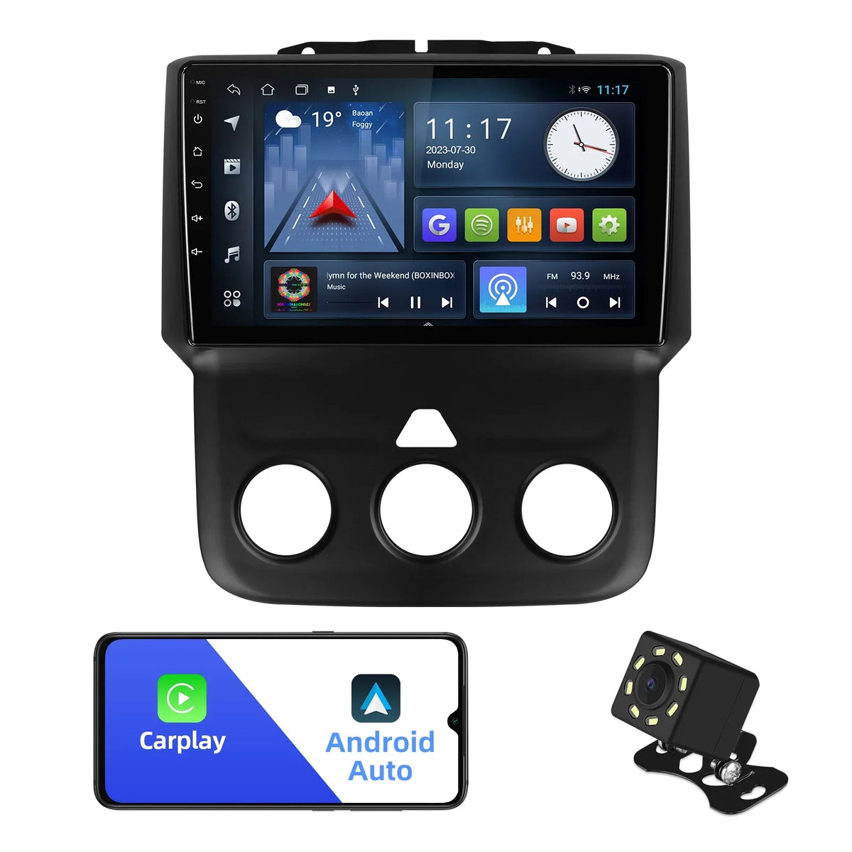 2+32G 9 inches Android 10 Double Din Car Stereo for Dodge RAM 1500/2500/3500 2013-2018 IPS Touchscreen Screen Car Radio with Carplay & Android Auto Support Backup Camera GPS Navi FM BT