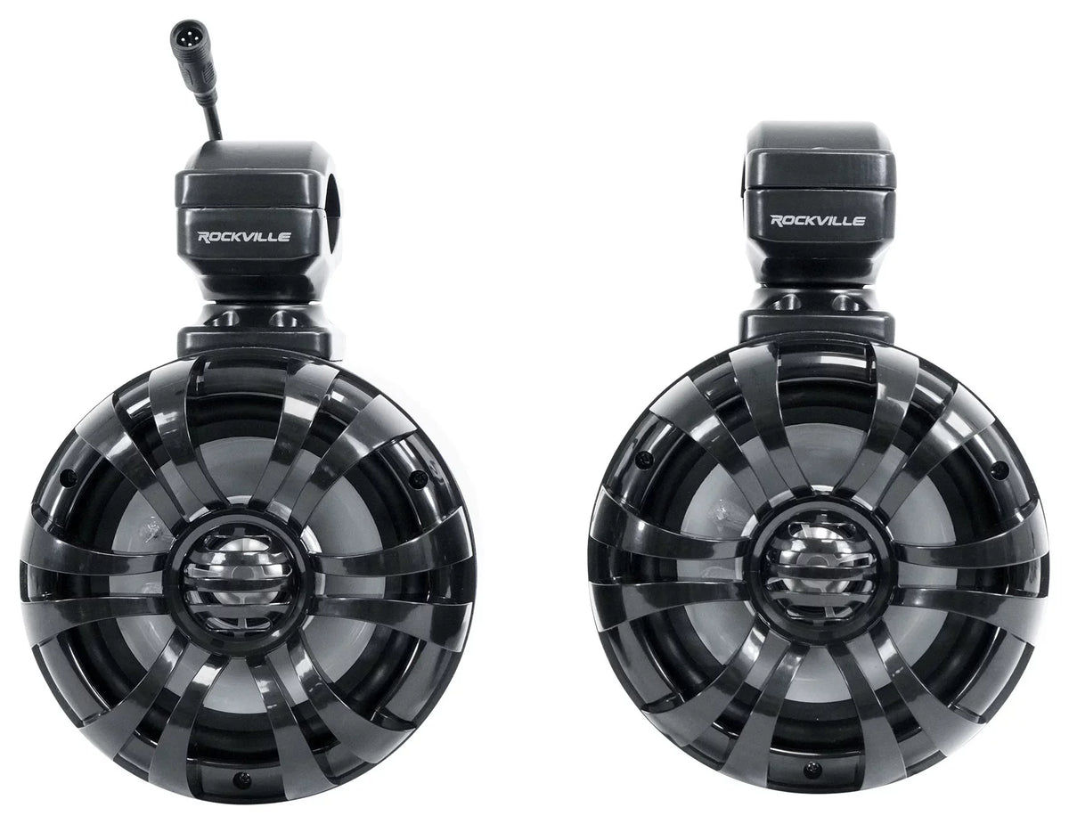 Pair Memphis Audio RNGR65FE Pods+LED Tower Speakers+Amp For 2018+ Polaris Ranger