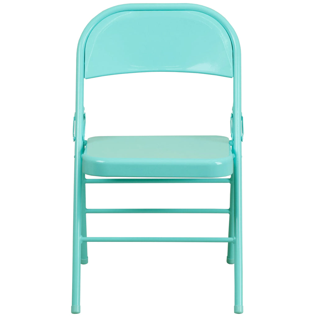 Flash Furniture HERCULES COLORBURST Series Tantalizing Teal Triple Braced & Double Hinged Metal Folding Chair