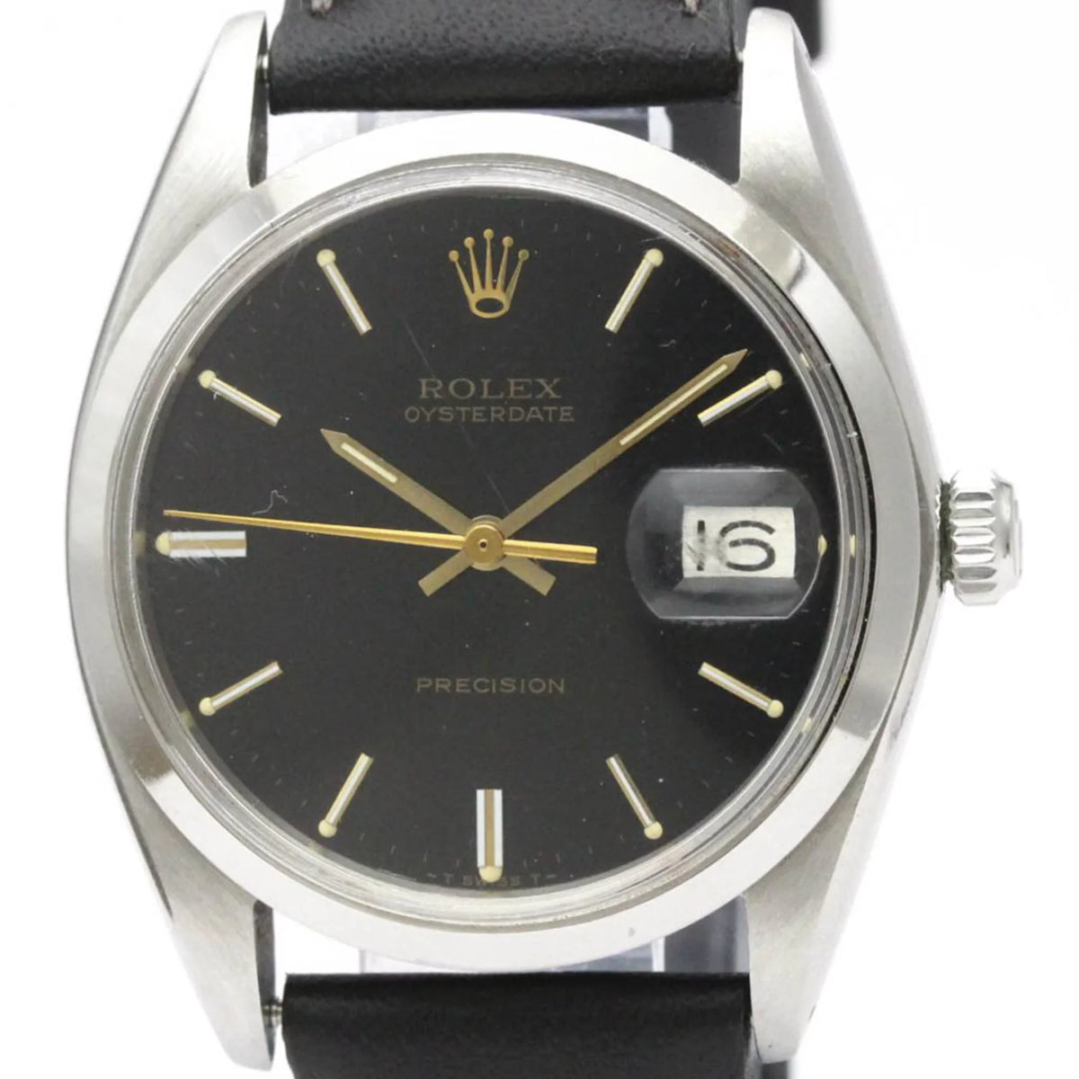 Authenticated Used Vintage ROLEX Oyster Date Precision 6694 Steel Hand-winding Mens Watch BF555830