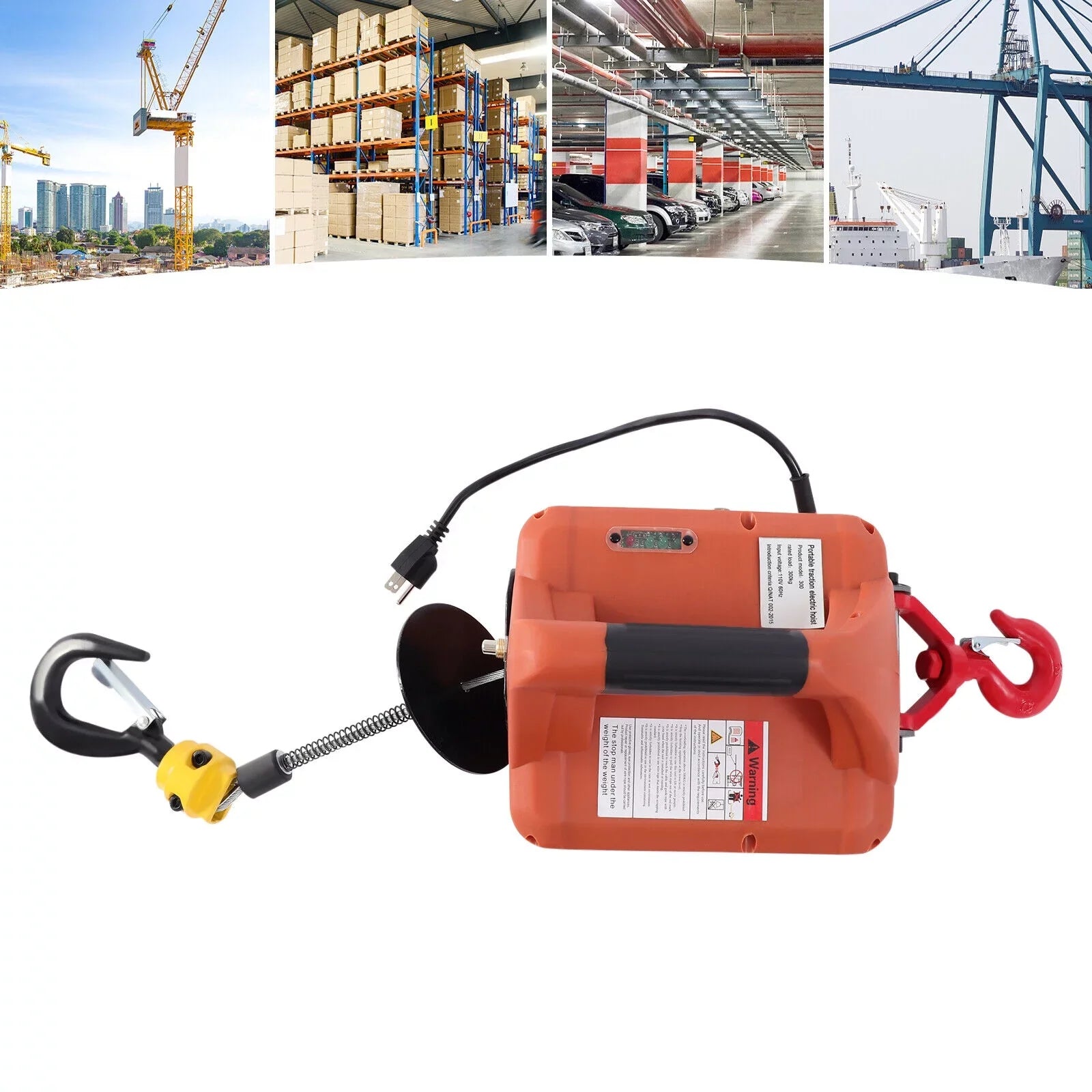 ZhdnBhnos 110V 1100 LBS 3-in-1 Electric Hoist Winch Portable Crane Lift Kit Wireless Remote Control