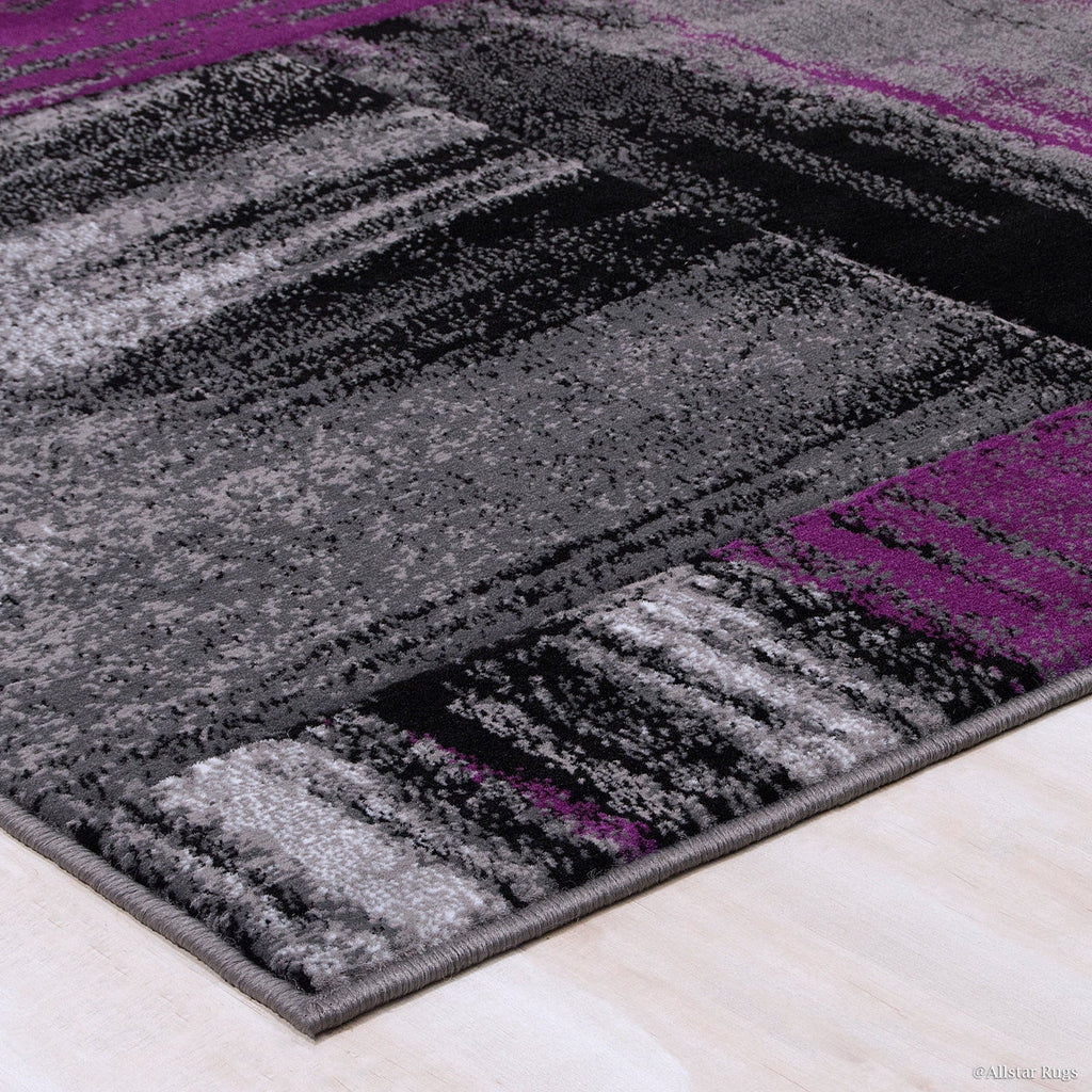 Purple Allstar Rugs Modern Contemporary Woven Rug Drop-Stitch Weave Technique in Purple (5' x 6' 11")