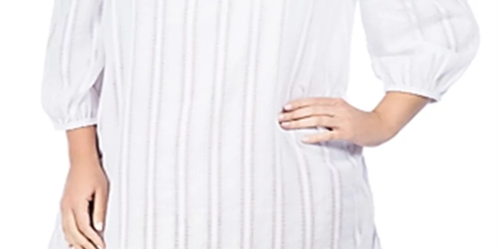Ralph Lauren Women's Plus Smocked Cover Swim up Tunic White Size 1X