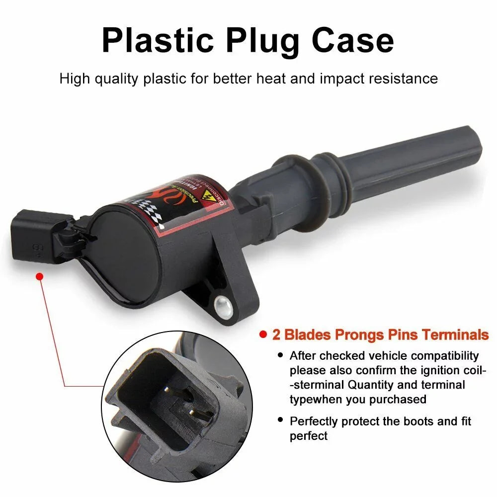 8 Black Ignition Coil FD503 DG508 C1417 DG457 & Spark Plug ITR6F13 4477 Compatible with Ford E-250 V8 4.6L & 5.4L 2003 2004 2005 2006 2007 2008 2009 2010 2011 2012 2013 2014