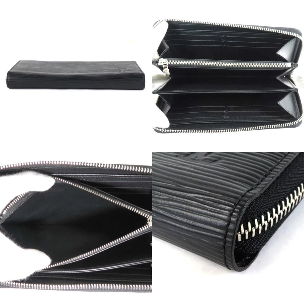 Pre-Owned Louis Vuitton LOUIS VUITTON Round Zipper Long Wallet Epi Zippy Leather Black Silver Unisex (Good)