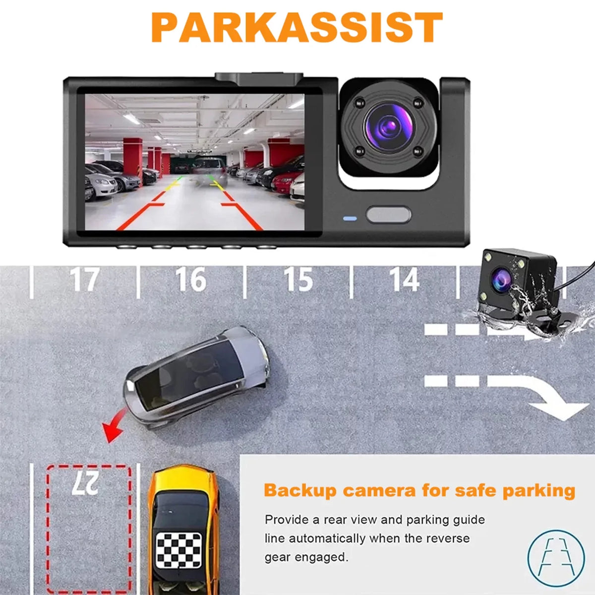 Moobody Versatile Dash Cam for Car Safety,3-in-1 Car Safety Dash Cam,1080P+720P+480p, Car Rearview Mirror