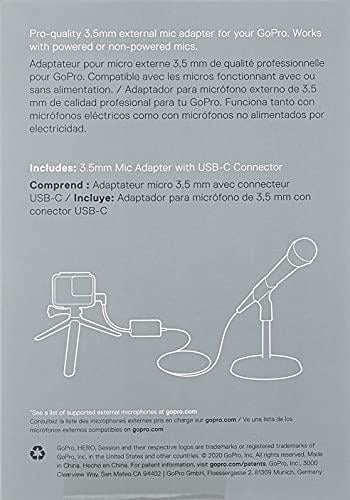 GoPro - Microphone adapter - 24 pin USB-C male angled to mini-phone stereo 3.5 mm, 24 pin USB-C female - black - for Fusion; HERO5; HERO5 Session; HERO6 Black; HERO7 Black