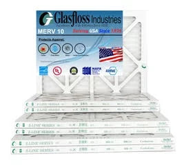 Glasfloss 13x20x1 - MERV 10 -Qty:4 - Furnace Air Filter - Made in USA (Actual Size: 12.5 x 19.5x7/8 inch)