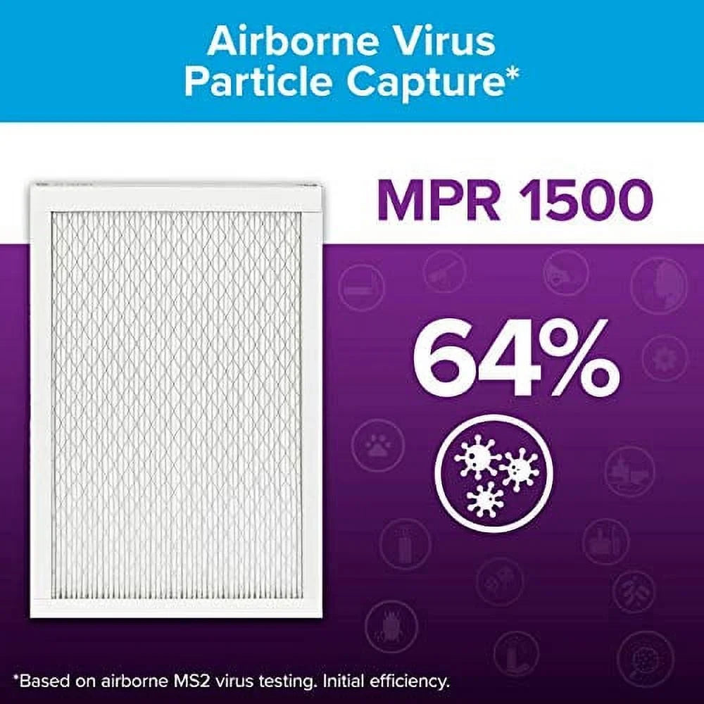 Filtrete 12x12x1, AC Furnace Air Filter, MPR 1500, Healthy Living Ultra Allergen, 6-Pack (exact dimensions 11.81 x 11.81 x 0.78)