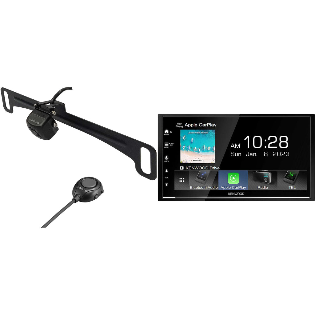 Kenwood DMX7709S Digital Multimedia Receiver with CMOS-320LP Multi-Angle Rear View Camera with License Plate Mounting