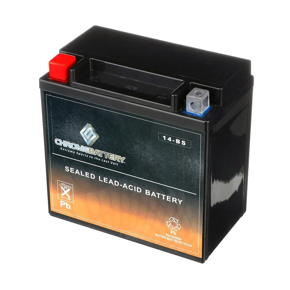 Chrome Battery Ytx14-bs (14-bs 12 Volts,12 Ah, 200 Cca) Motorcycle Battery for Honda Vt1100c, C3, T Shadow (spirit, Aero, A. C. E. Tourer) 1100cc, Years (2001 - 2007)