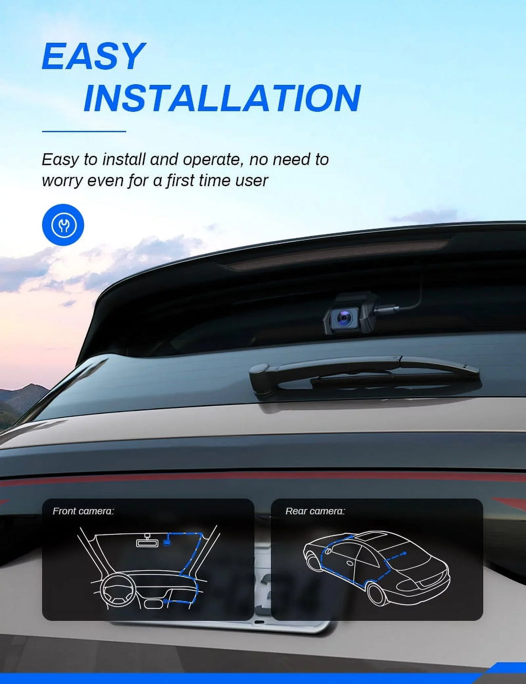 Dash Cam Front and Rear, Crosstour Dash Camera for Cars 2.5K GPS, 3 inch IPS Screen Magnetic Dashboard Recorder 170° Backup Camera