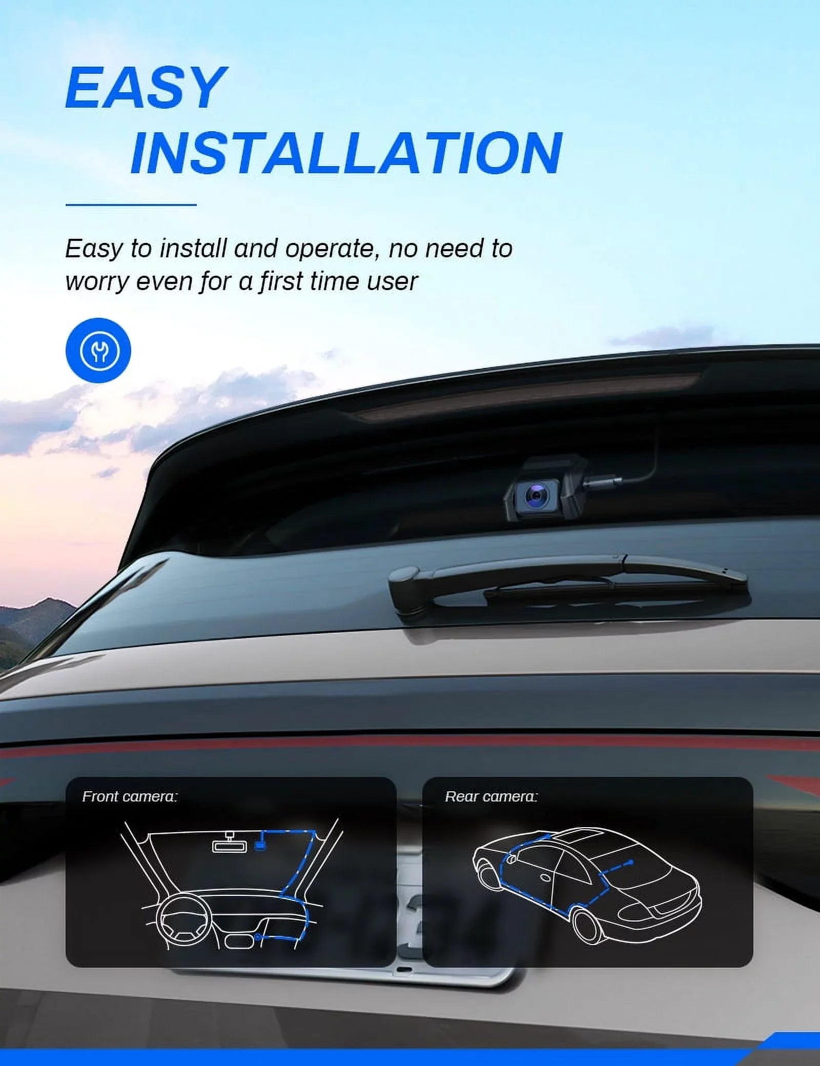 Dash Cam Front and Rear, Crosstour Dash Camera for Cars 2.5K GPS, 3 inch IPS Screen Magnetic Dashboard Recorder 170° Backup Camera
