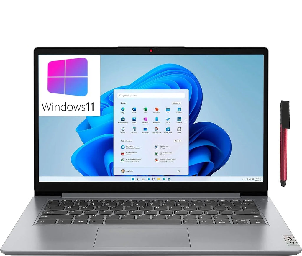IdeaPad 1i 14" Laptop Computer, Intel Pentium Silver N5030 Processor, 4GB DDR4 RAM, 128GB eMMC + 64GB SD Card, WiFi 6, Bluetooth 5.1, 1-Year Office 365, Cloud Grey, Windows 11 S