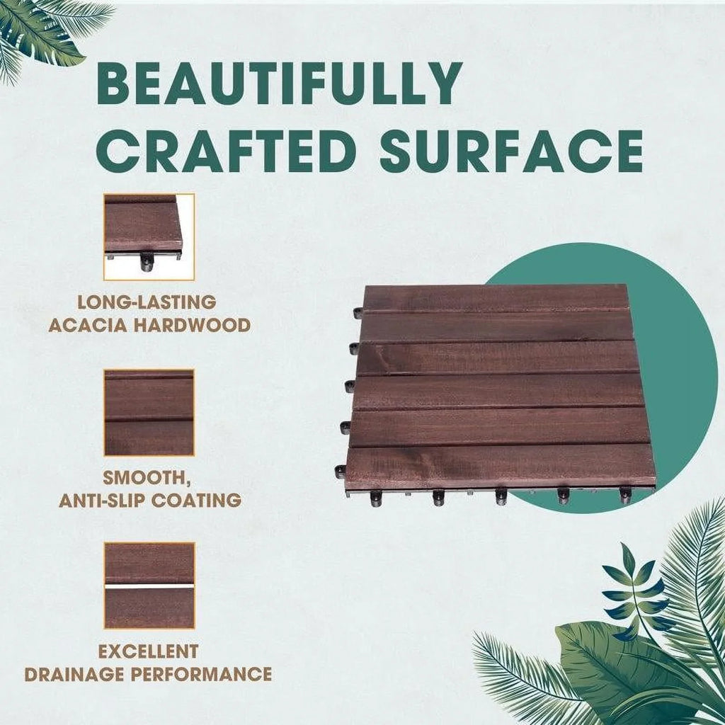 Idzo Decking Tiles - 6 Slats, Dark Brown