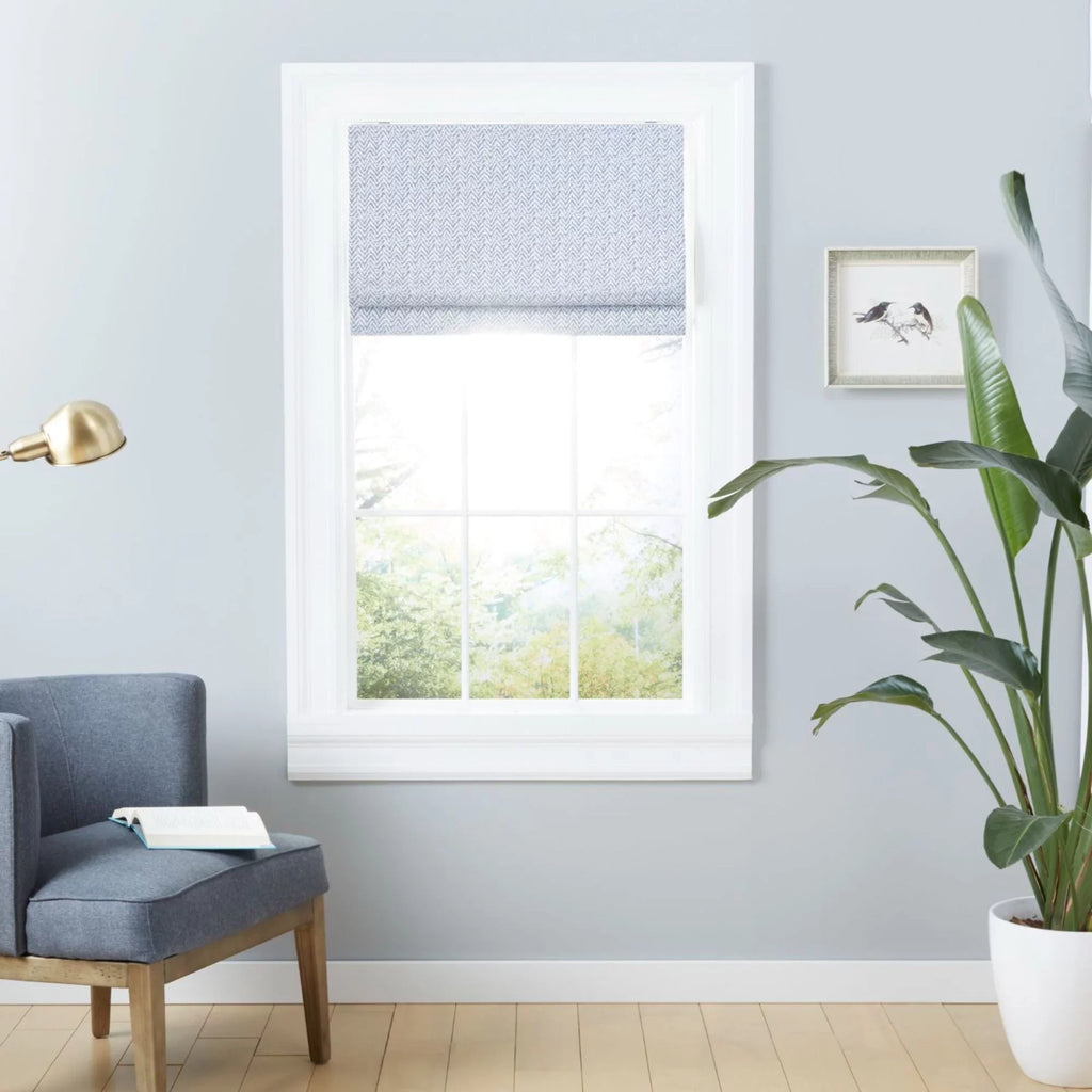 Exclusive Home Esme Total Blackout Roman Shade, 23"x64", Slate Blue