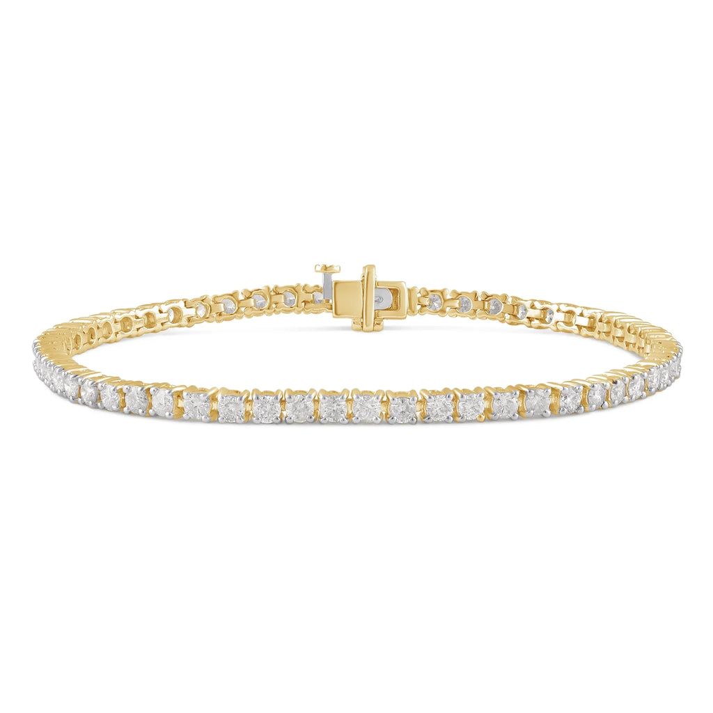Arista 4.00 ct Round Diamond Tennis Bracelet in 14K Yellow Gold, 7" (J, I2)