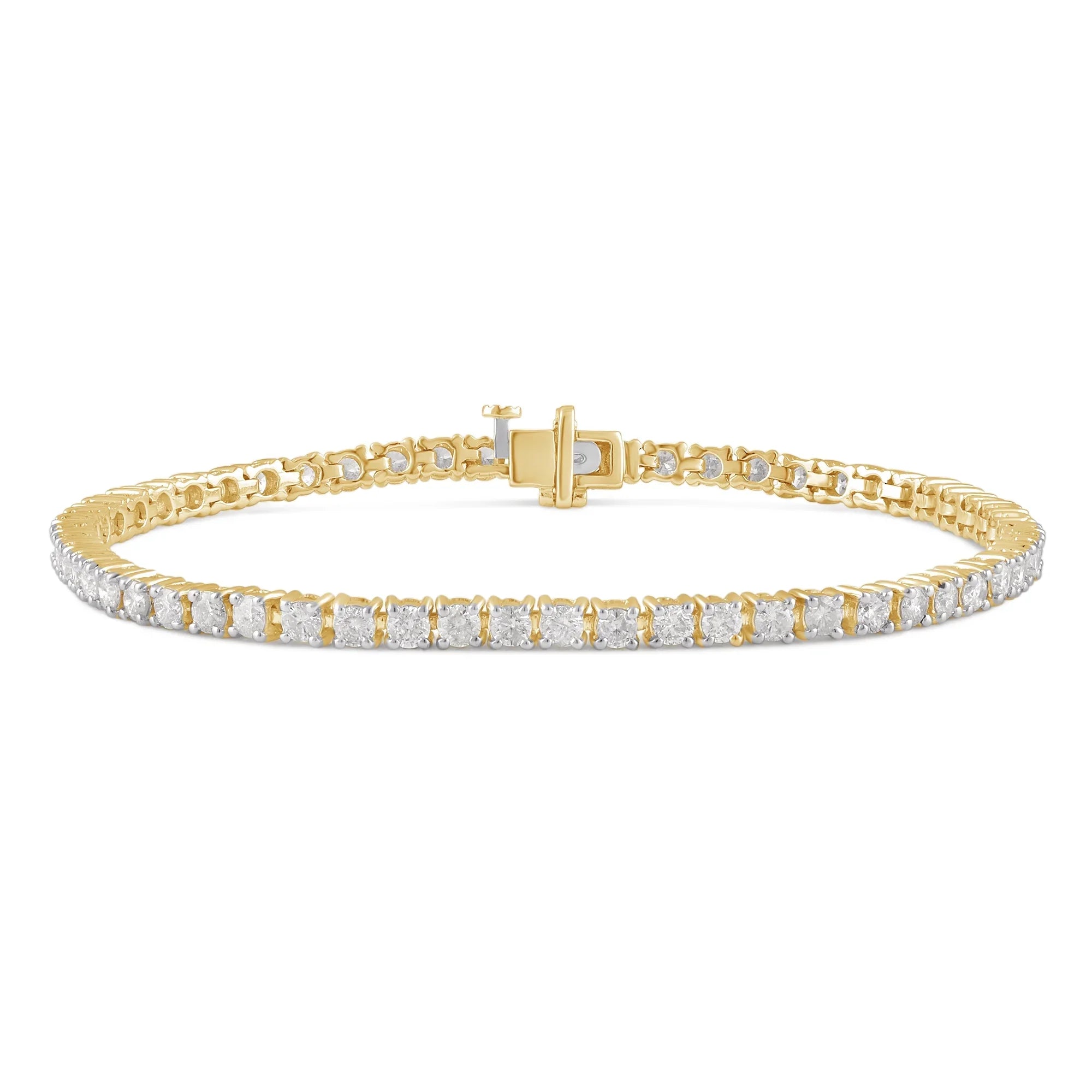 Arista 4.00 ct Round Diamond Tennis Bracelet in 14K Yellow Gold, 7" (J, I2)