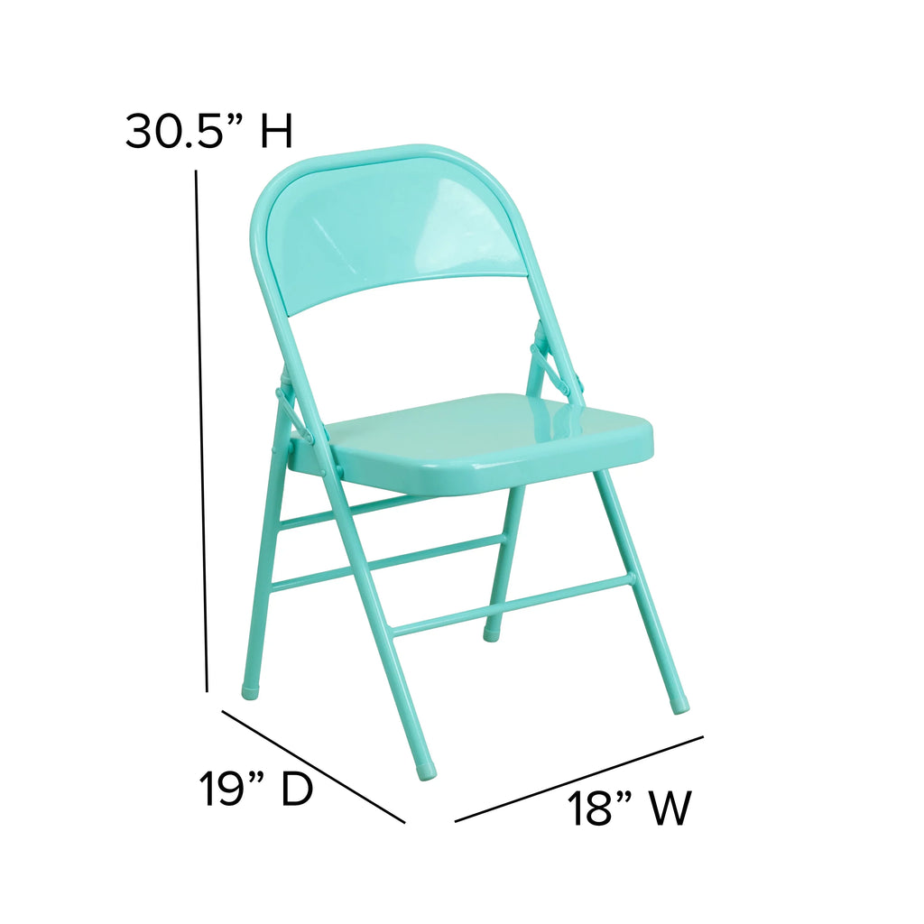 Flash Furniture HERCULES COLORBURST Series Tantalizing Teal Triple Braced & Double Hinged Metal Folding Chair