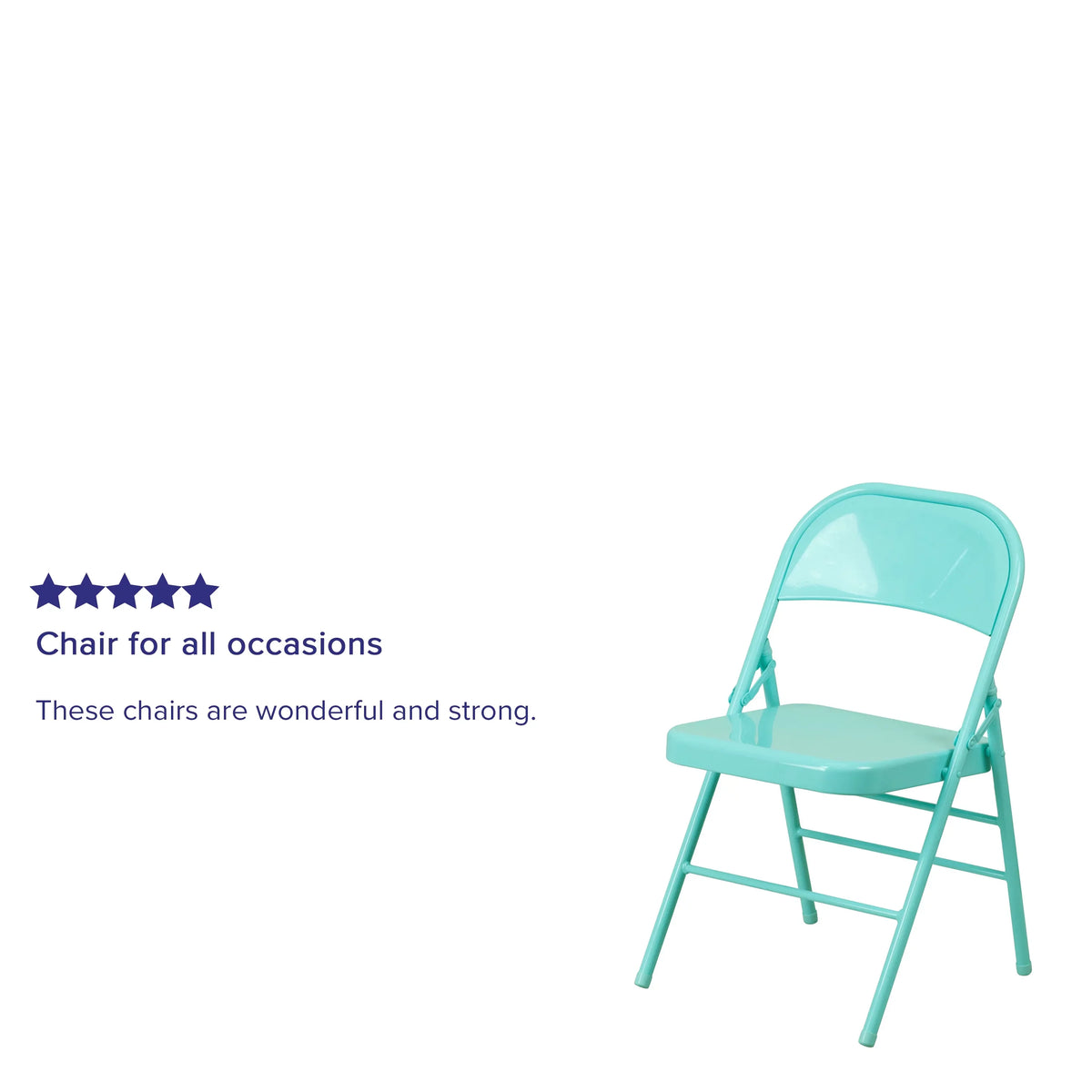 Flash Furniture HERCULES COLORBURST Series Tantalizing Teal Triple Braced & Double Hinged Metal Folding Chair