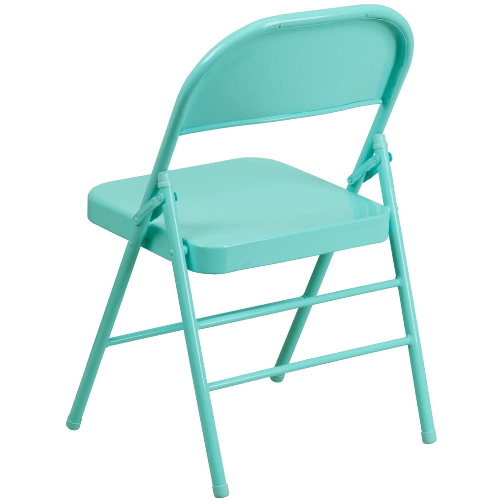 Flash Furniture HERCULES COLORBURST Series Tantalizing Teal Triple Braced & Double Hinged Metal Folding Chair
