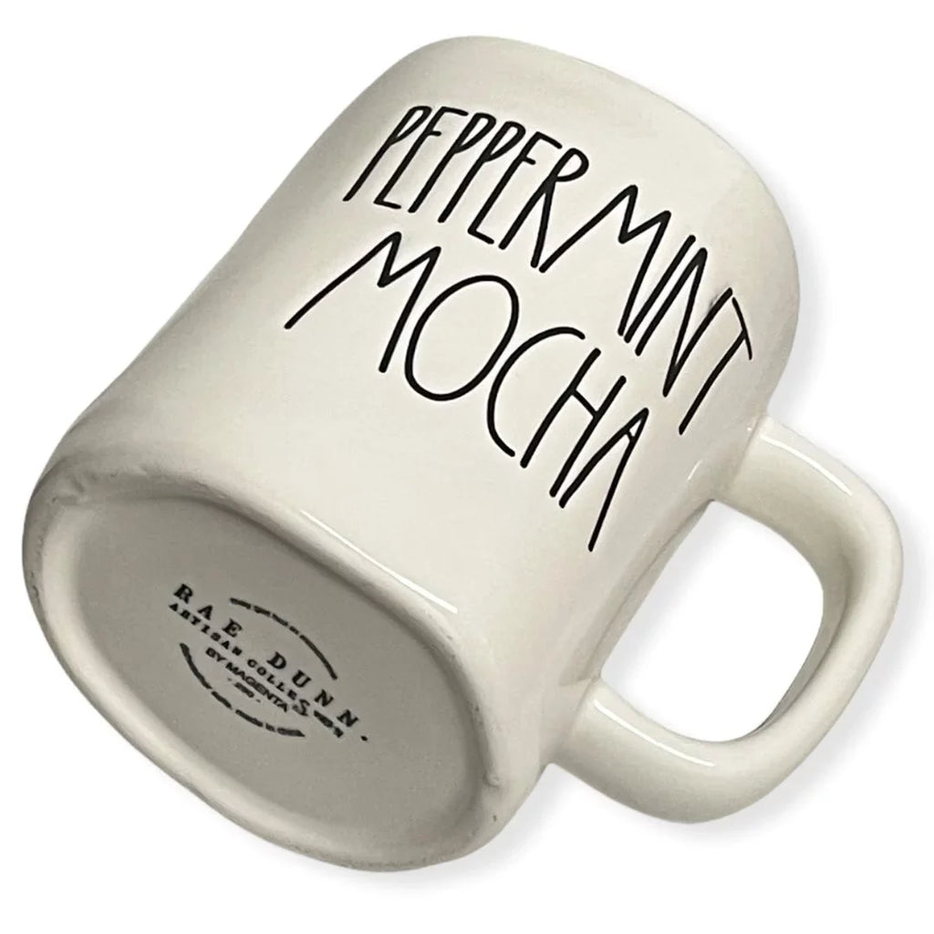 Rae Dunn PEPPERMINT MOCHA Red Interior Christmas Holiday Coffee Tea Mug