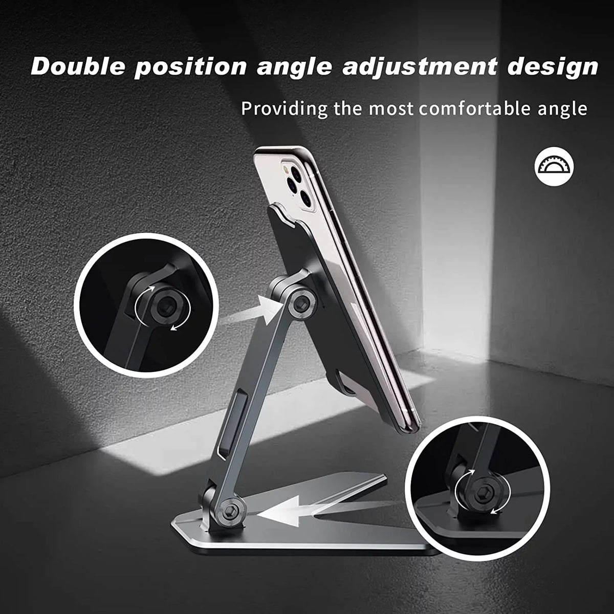 Foldable Mobile Phone Stand Holder, Can Reduce Neck Fatigue and Pain, Thickened Aluminum Desktop Stand Compatible with All Mobile Phones, iPhone, Desktop Accessories 4-8'' (Grey)