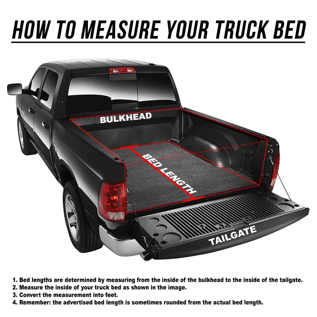 For 2009 to 2022 Dodge Ram 1500 2500 3500 6.5Ft Fleetside Bed Matte Black Soft Top Tri-Fold Adjustable Tonneau Cover Kit