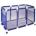Pool Noodles Holder, Toys, Balls and Floats Equipment Mesh Rolling Storage Organizer Bin, Kids Height, Large, (43" W x 25" L x 28" H), Blue / White Style 563009