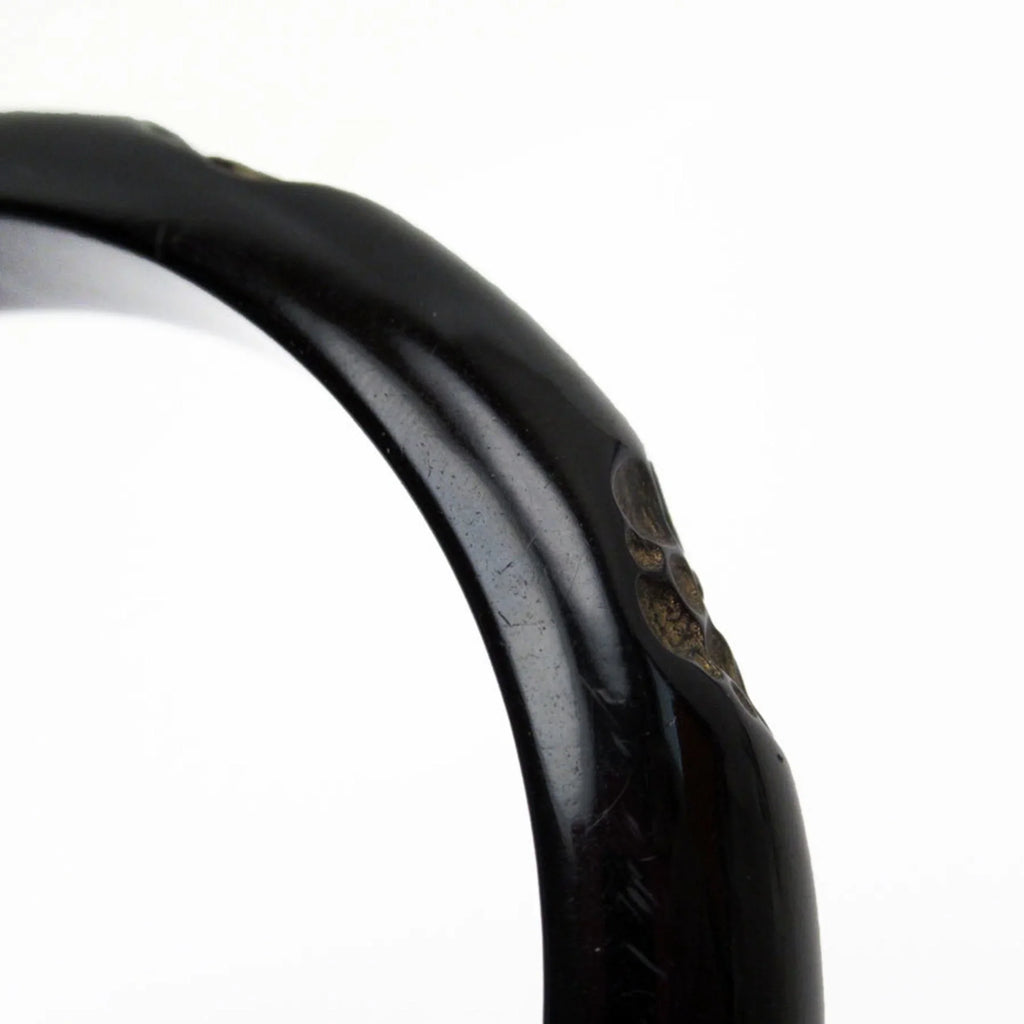 Pre-Owned CHANEL Bangle Bracelet Camellia Coco Mark Wood Black/Beige Women's (Good)
