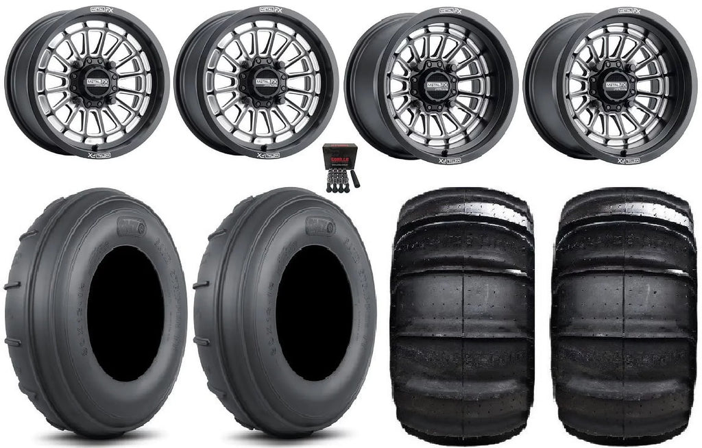 MetalFX Delta CC 15x7/15x10 Wheels Bk 30" Sand Stripper TT/XL Tires Polaris RZR XP 1000 / PRO XP / Ranger XP 900/1000