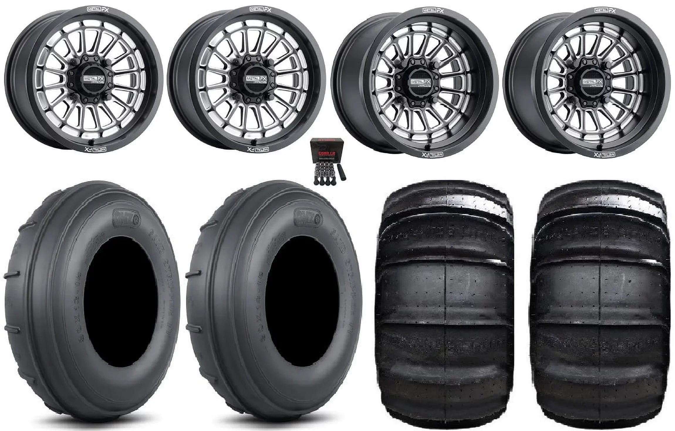 MetalFX Delta CC 15x7/15x10 Wheels Bk 30" Sand Stripper TT/XL Tires Polaris RZR XP 1000 / PRO XP / Ranger XP 900/1000